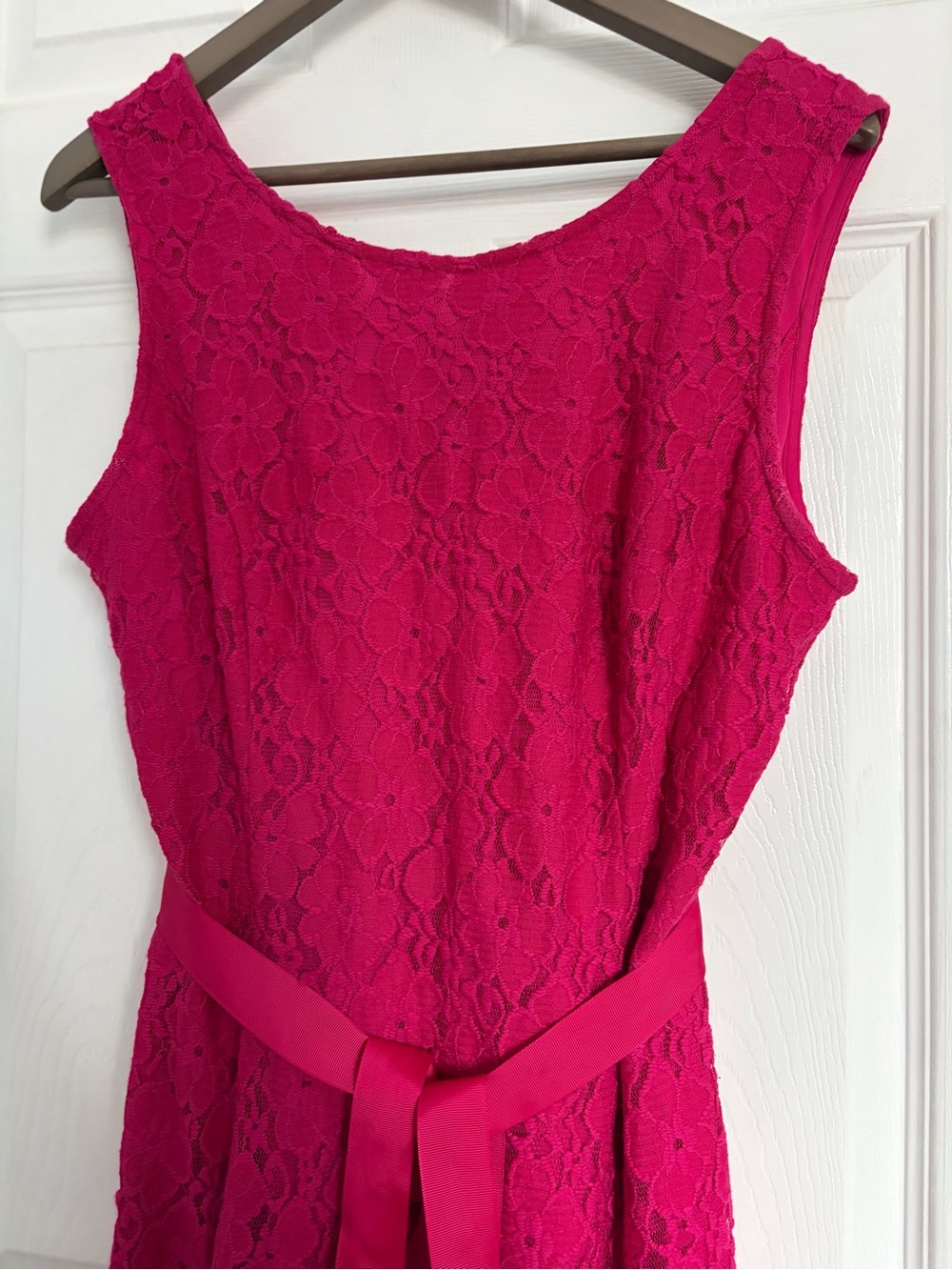 PRÉCISE Women's Fuchsia Lace Belted Dress